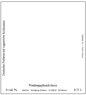 Etikett Weinbergspfirsich Secco 0.75l, inkl. aufkeben auf die Fl